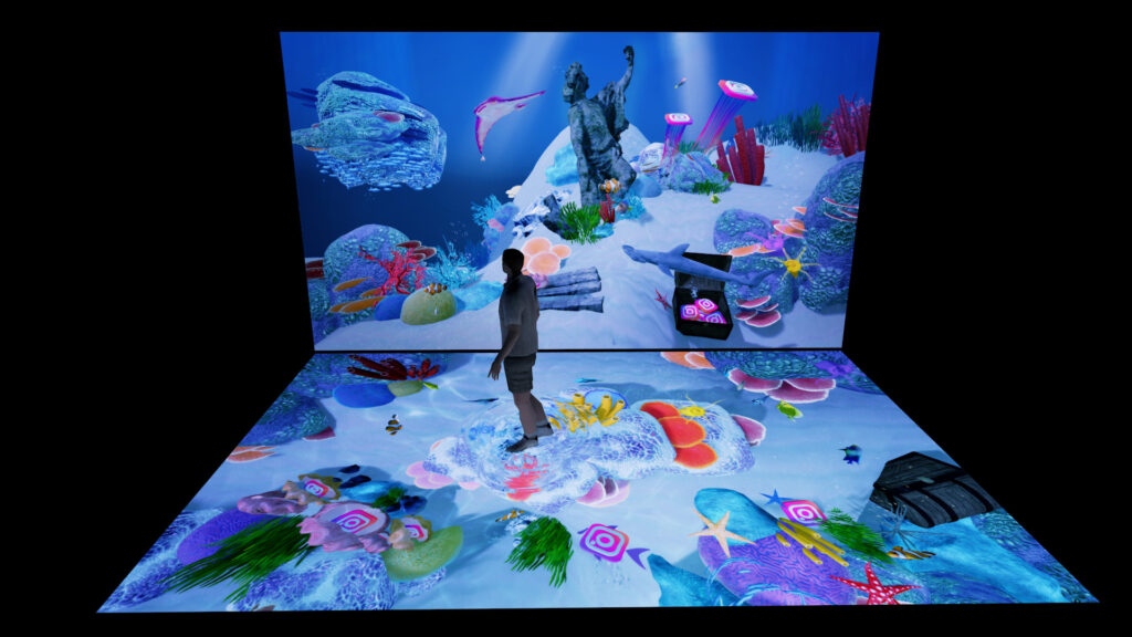 Experiencia inmersiva interactiva con temática submarina - Entornos interactivos 360 para eventos