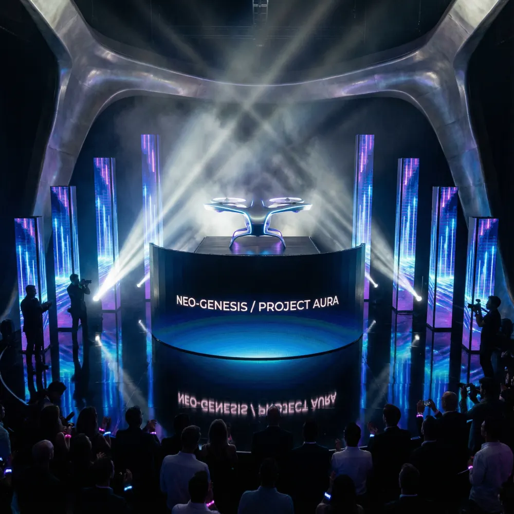 pantalla led durante evento dron